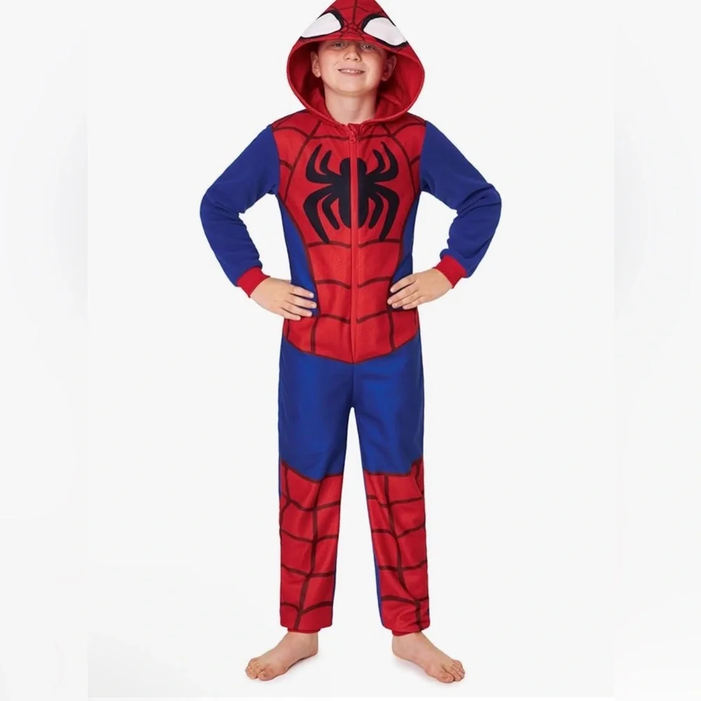 Marvel Spider-Man Hoodie Jumpsuit Pajamas - Picture 1 of 6